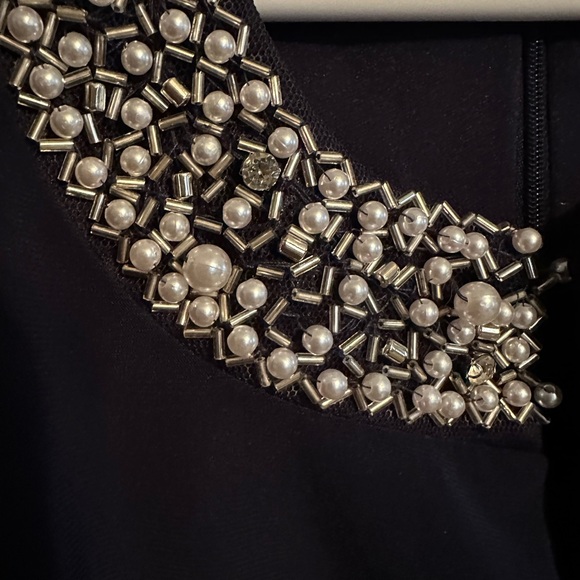 Beautiful Modest R&M Richards Navy Long Sleeve Dress with Embellished Neckline - Picture 10 of 11